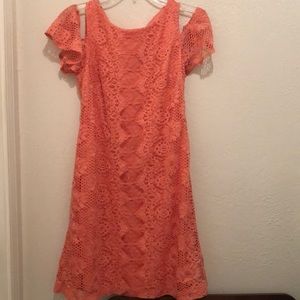 Beautiful coral summer off the shoulder dress